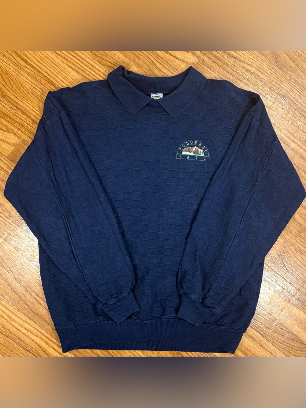 Vintage Colorado Vail Embroidered Crewneck Sweatshirt Navy 90s Ski Resort Small